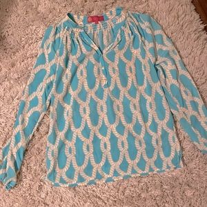 MacBeth Collection L Turquoise Tunic Top